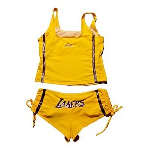 G-III 4Her Carl Banks Womens 2 Piece Swimsuit NBA Los Angeles Lakers Yellow M